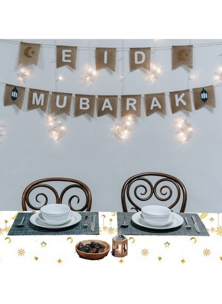 Premium Ramadan Mubarak Table Cover with Golden Mosque & Crescent Design for Iftar and Eid Decoration - Image 5